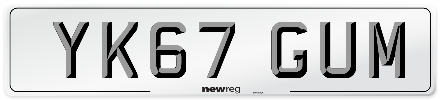 YK67 GUM Number Plate from New Reg